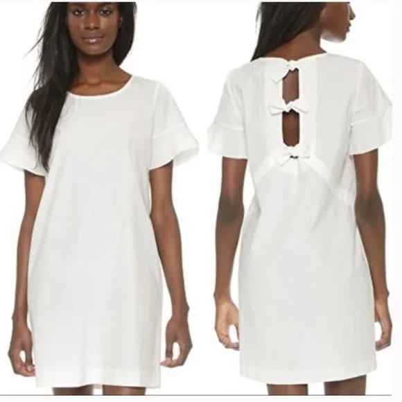 Madewell Dresses & Skirts - Madewell White Cotton Bow Tie Knot Back Short Sleeve Shift Dress